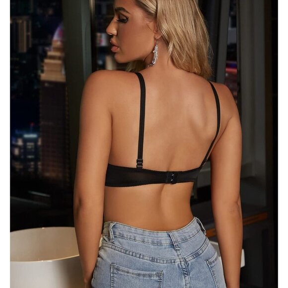 FASHION Metallic Spike Punk Goth Bra Clubwear - Blackrhinestone - Picture 3 of 6